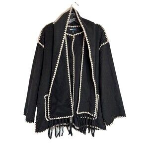 NWT Aliceblue Whipstitch Detail‎ Jacket Black W/ Non Detatchable Scarf Size L